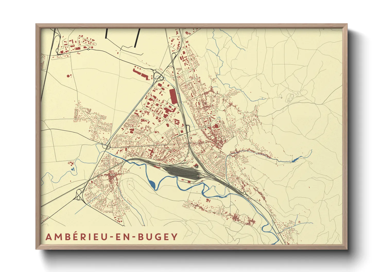 Une affiche de carte sur Ambérieu-en-Bugey