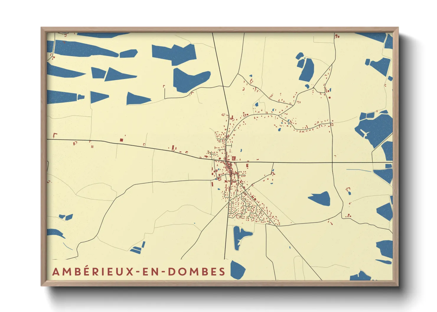 Une affiche de carte sur Ambérieux-en-Dombes
