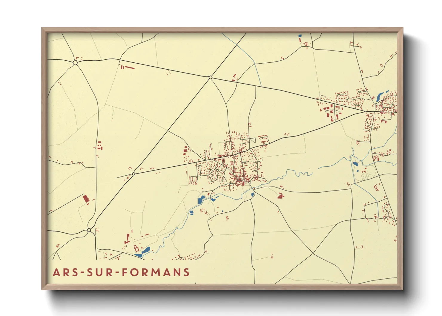 Une affiche de carte sur Ars-sur-Formans