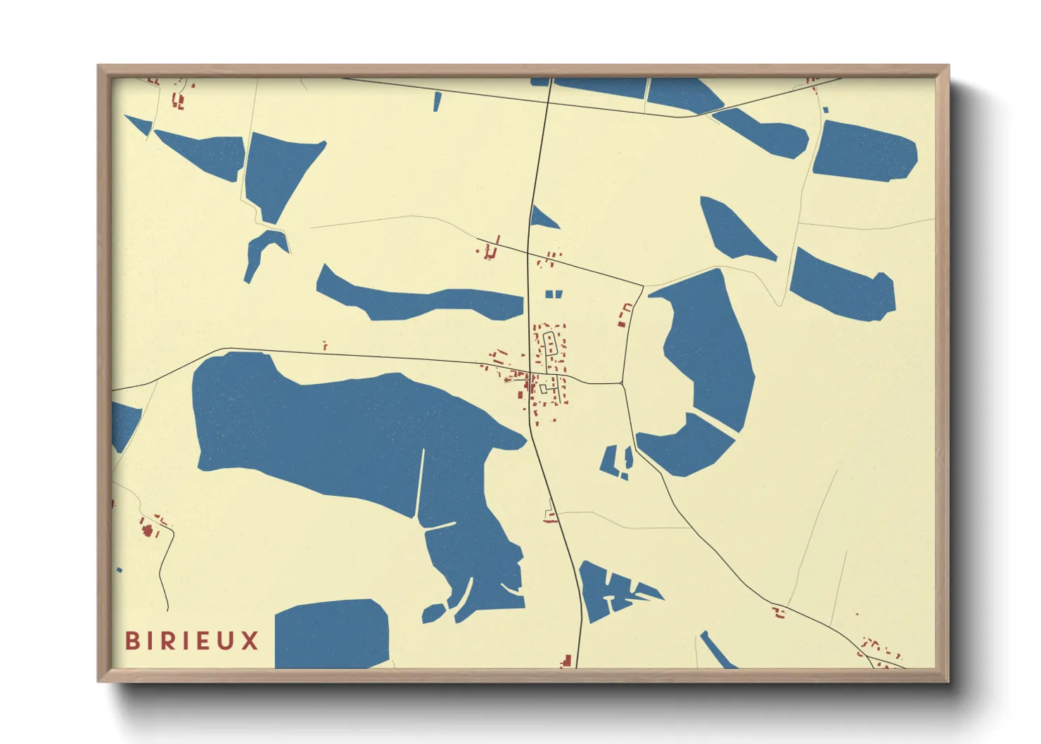 Une affiche de carte sur Birieux