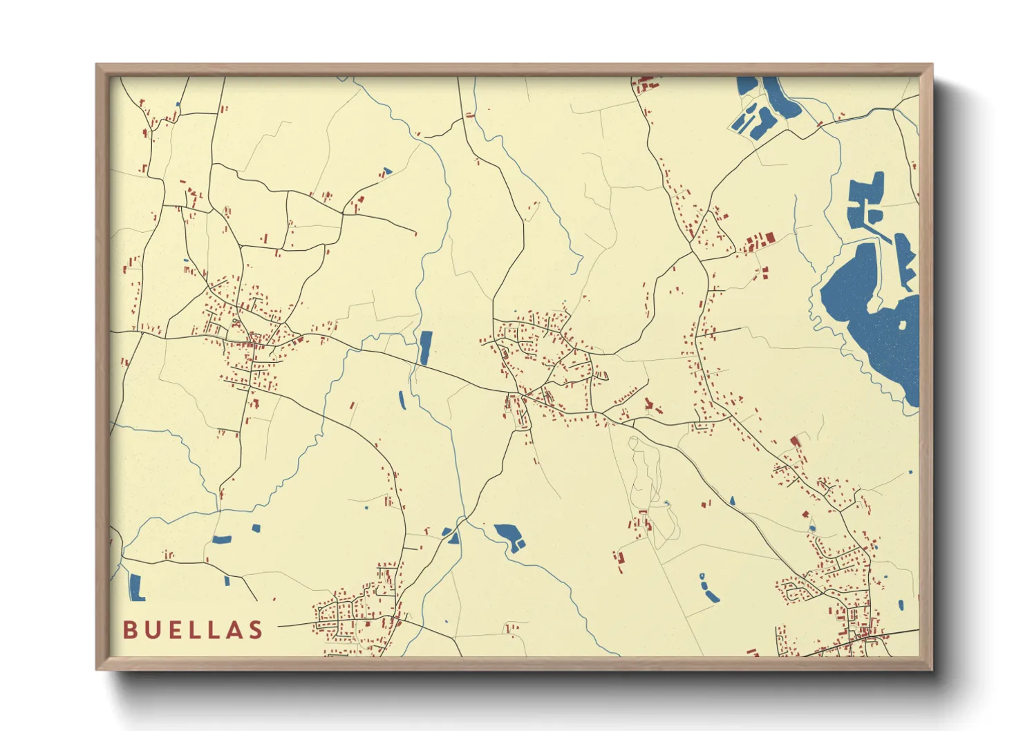 Une affiche de carte sur Buellas