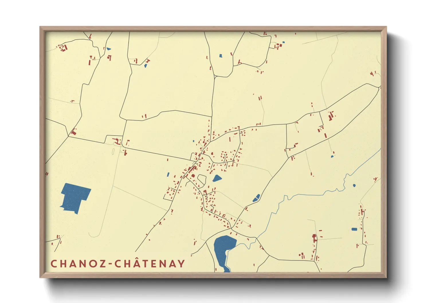 Une affiche de carte sur Chanoz-Châtenay