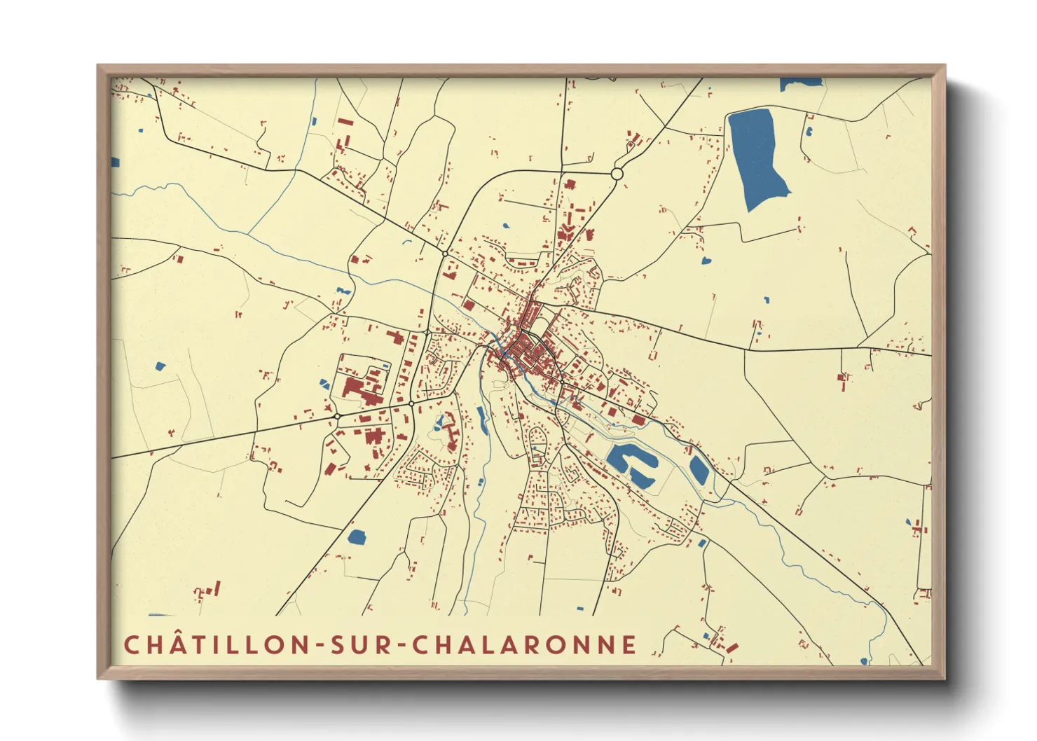 Une affiche de carte sur Châtillon-sur-Chalaronne