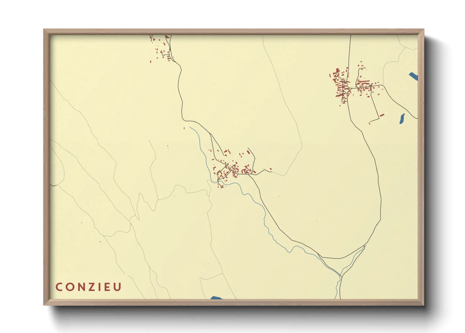 Une affiche de carte sur Conzieu