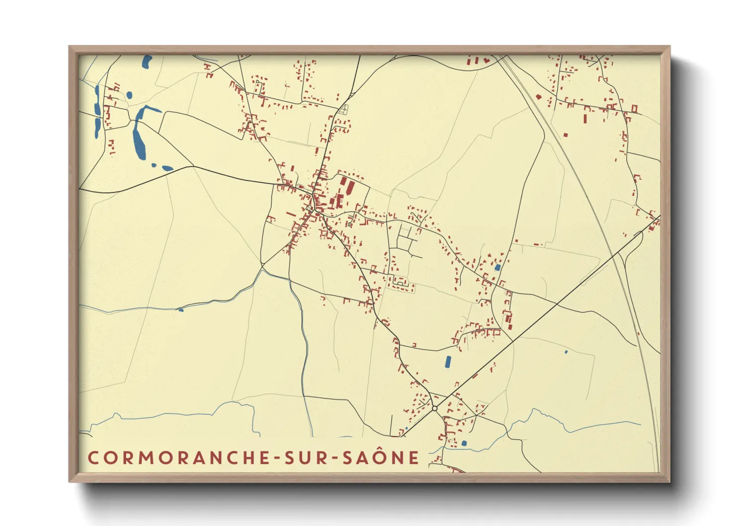 Une affiche de carte sur Cormoranche-sur-Saône