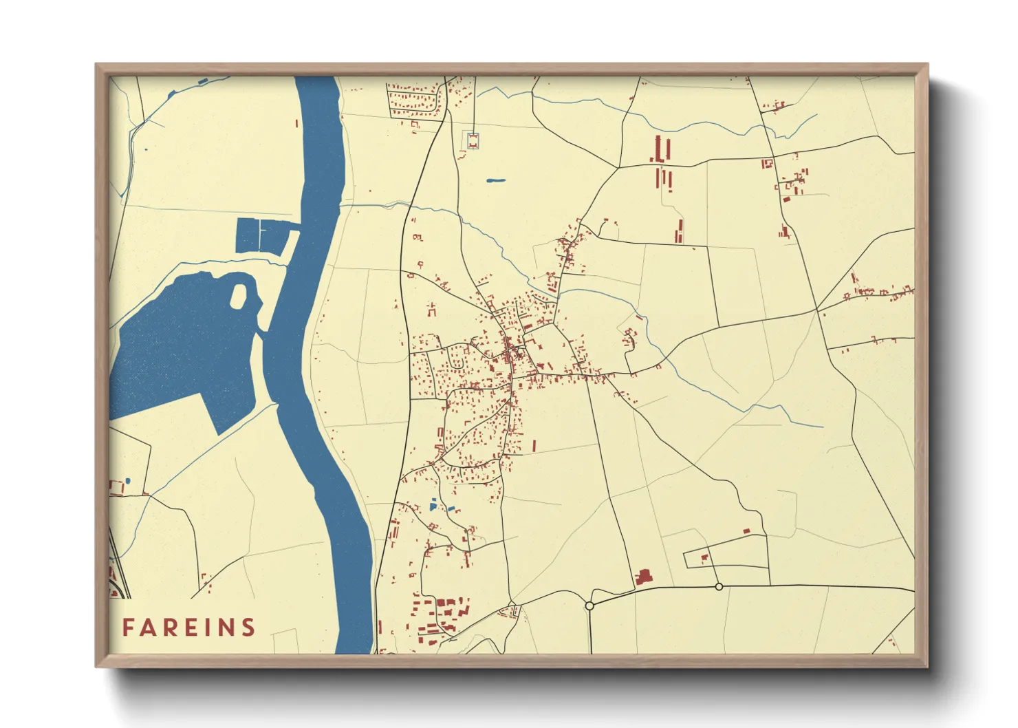 Une affiche de carte sur Fareins