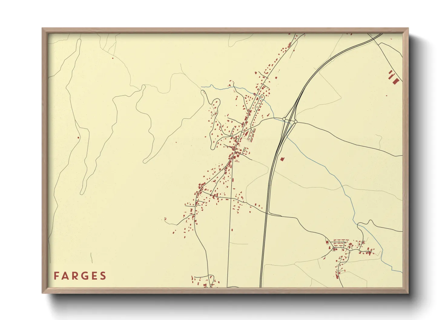 Une affiche de carte sur Farges