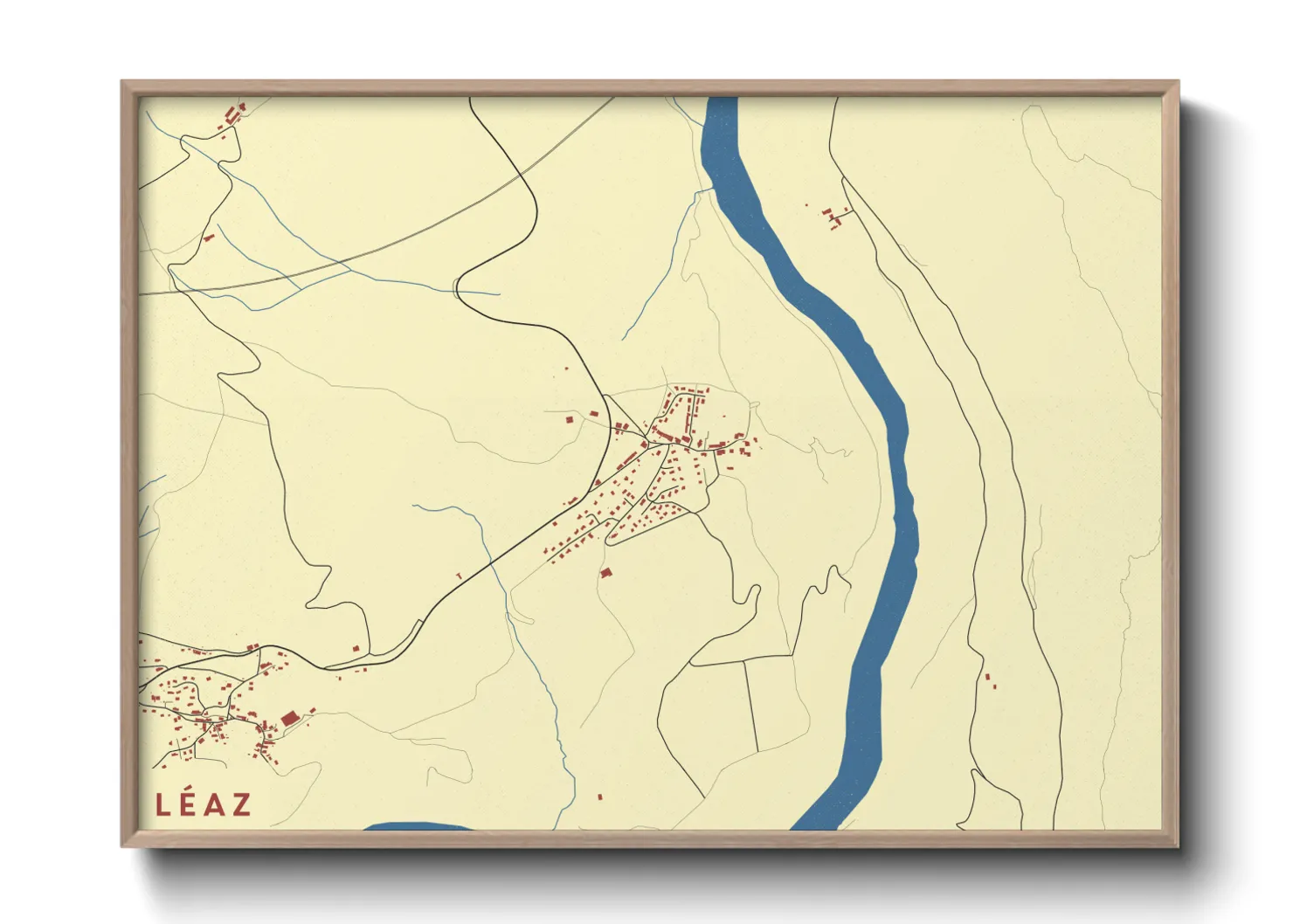 Une affiche de carte sur Léaz