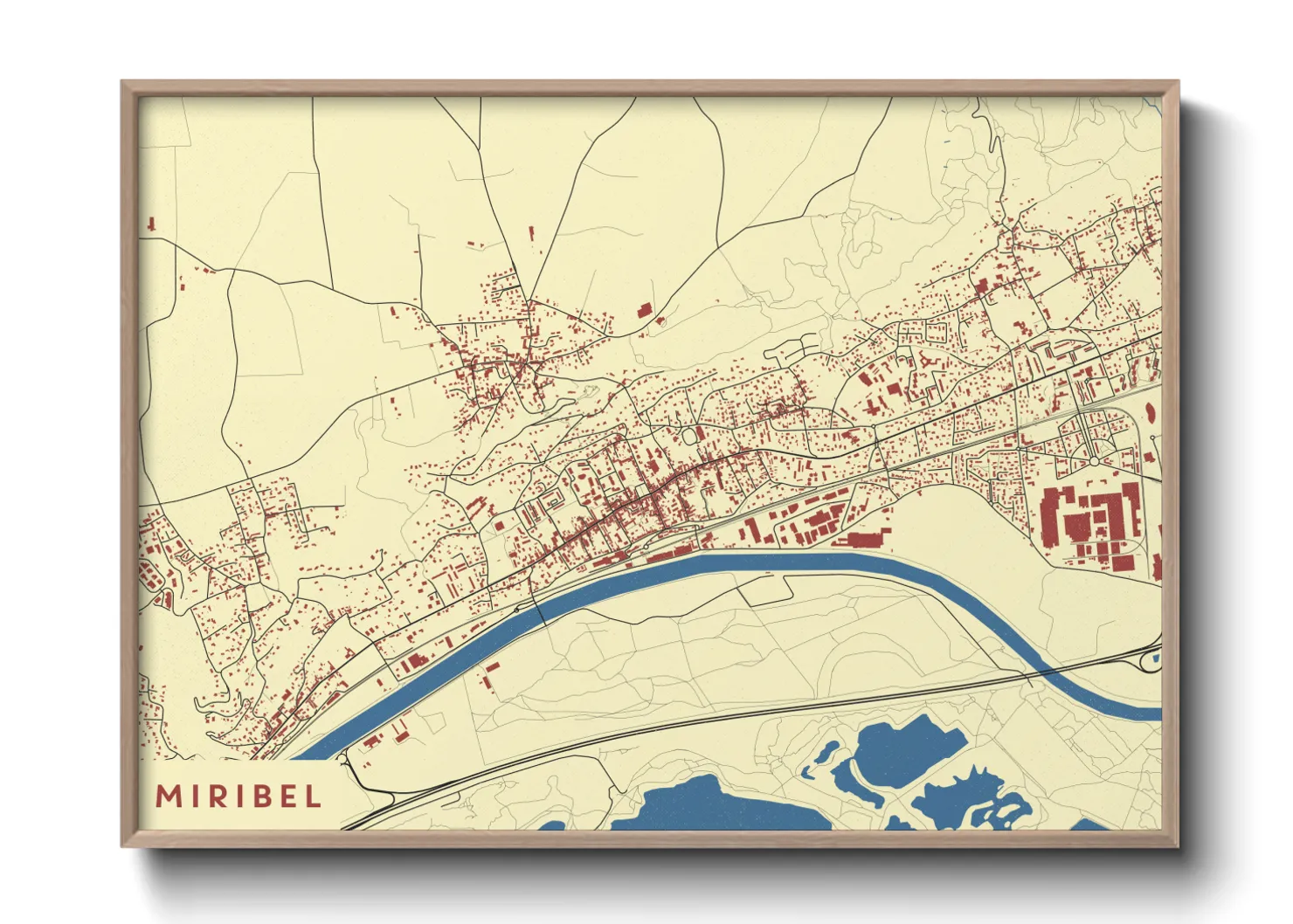 Une affiche de carte sur Miribel