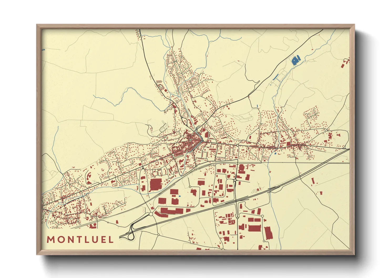 Une affiche de carte sur Montluel