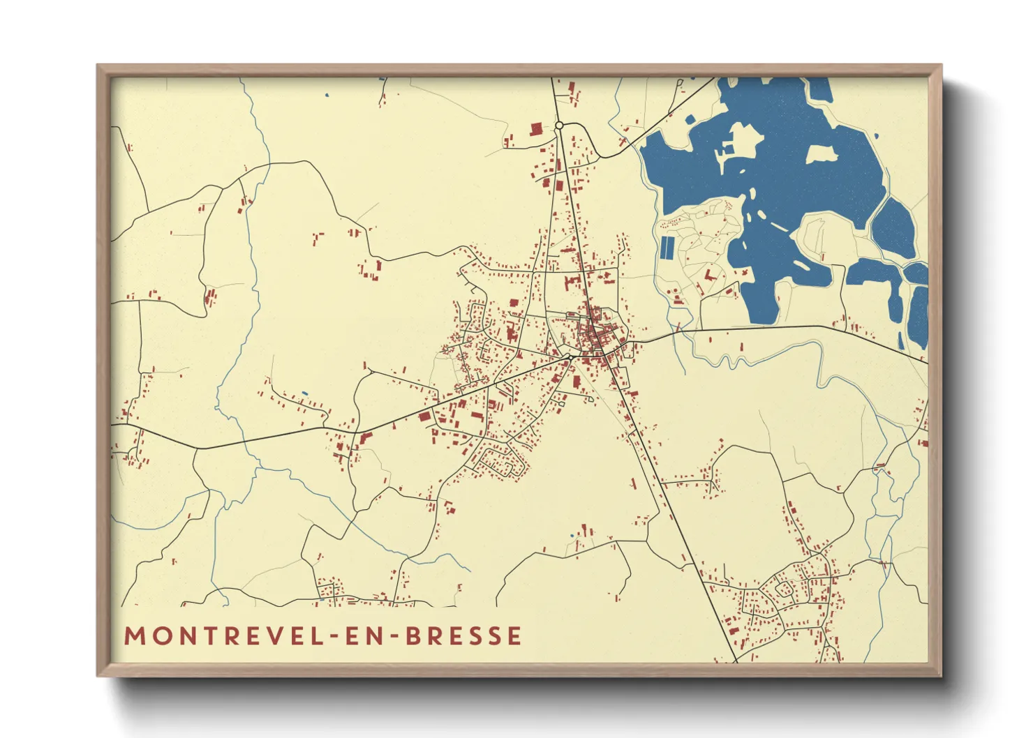 Une affiche de carte sur Montrevel-en-Bresse