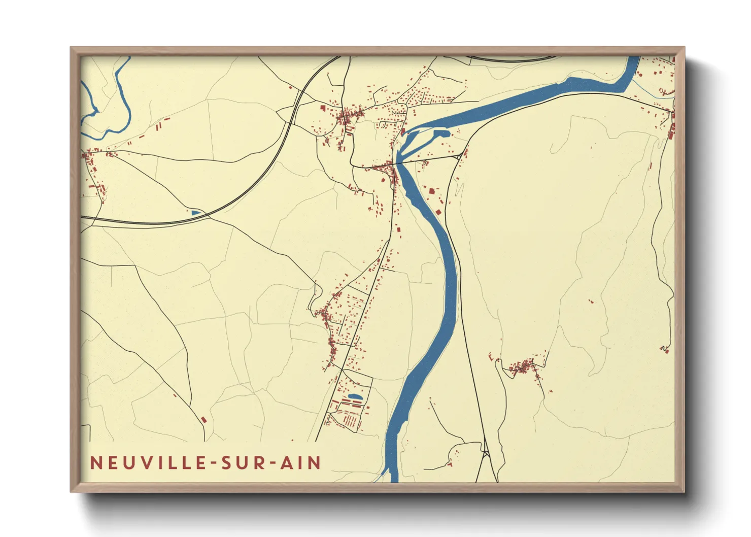 Une affiche de carte sur Neuville-sur-Ain