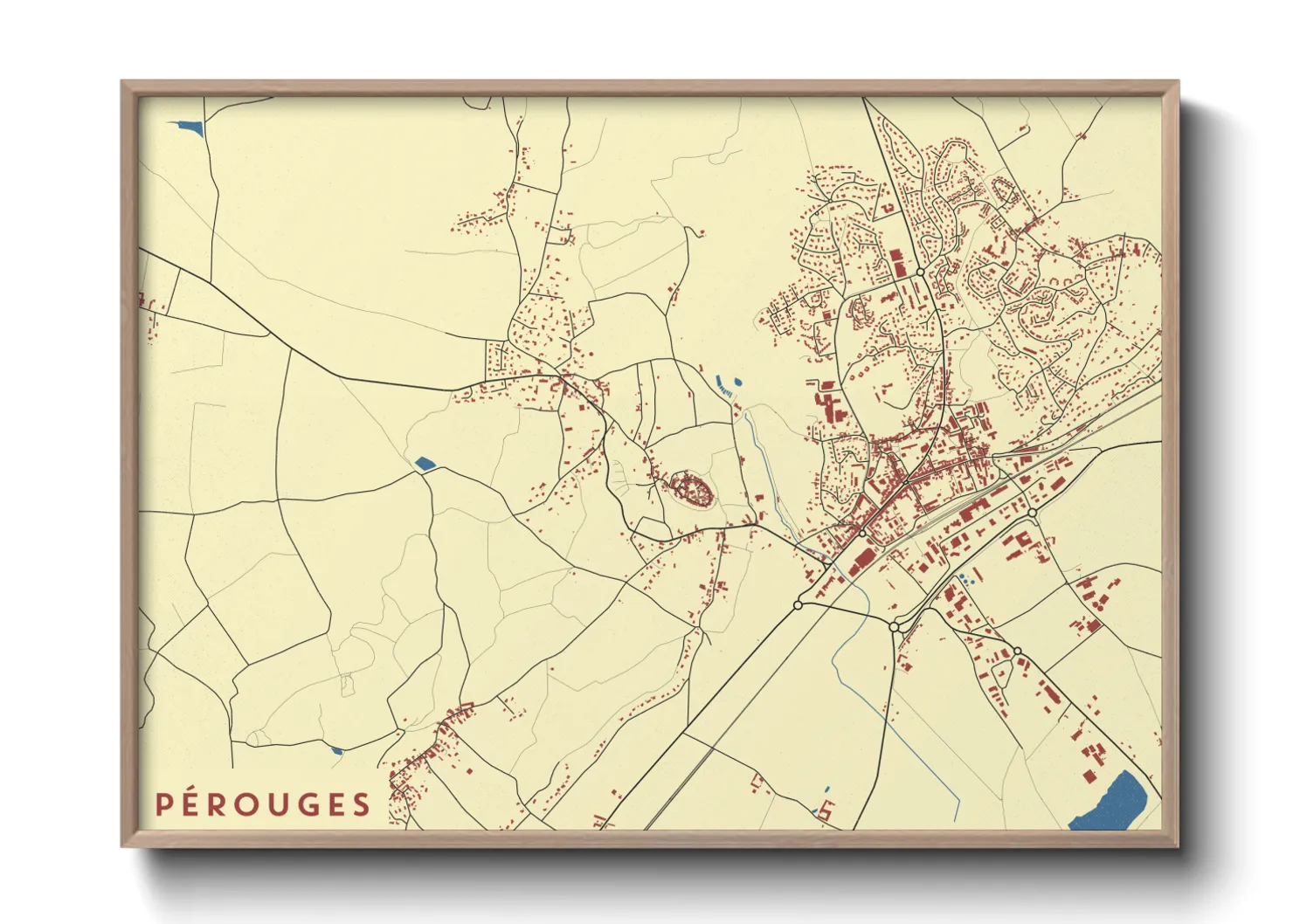 Une affiche de carte sur Pérouges