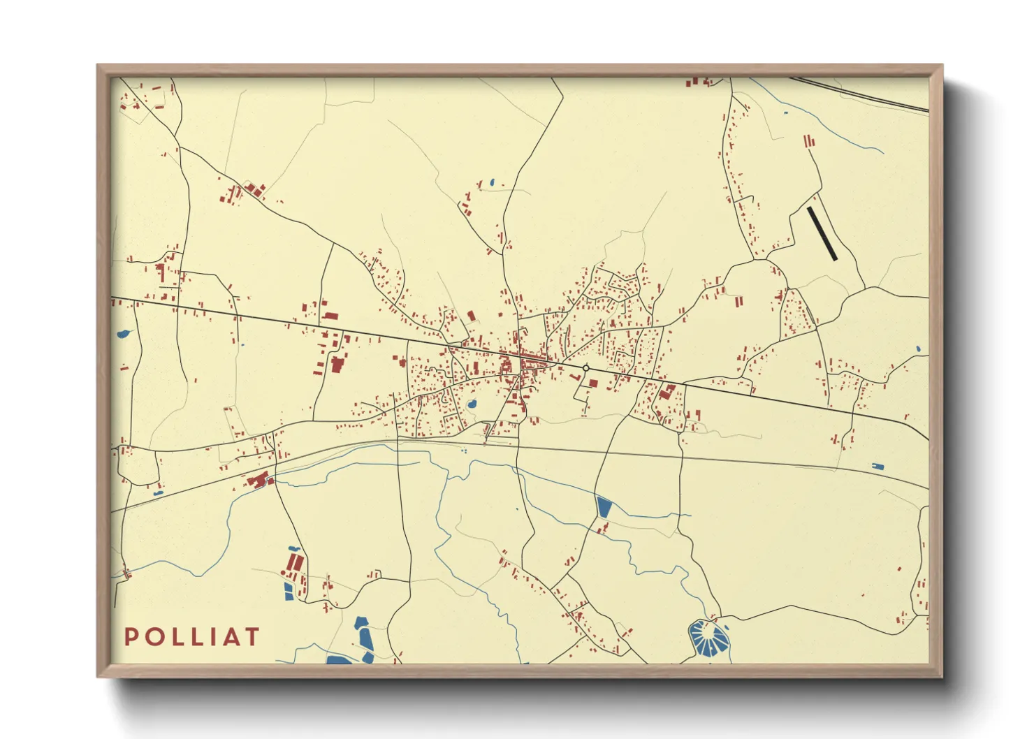 Une affiche de carte sur Polliat
