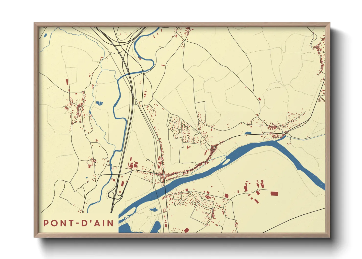 Une affiche de carte sur Pont-d'Ain