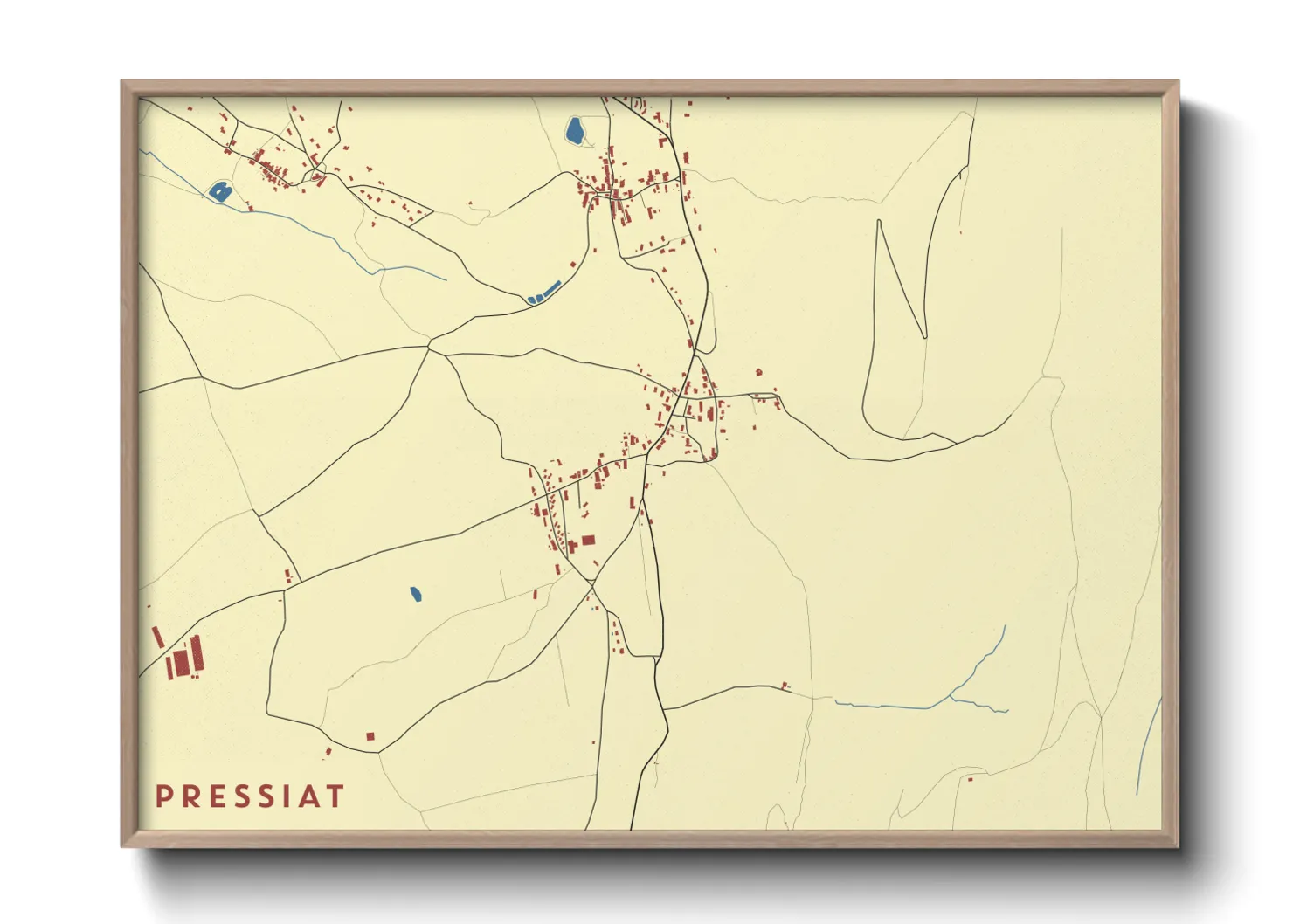 Une affiche de carte sur Pressiat