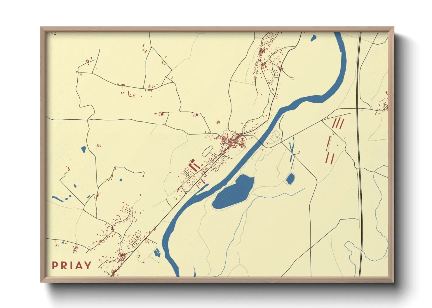 Une affiche de carte sur Priay