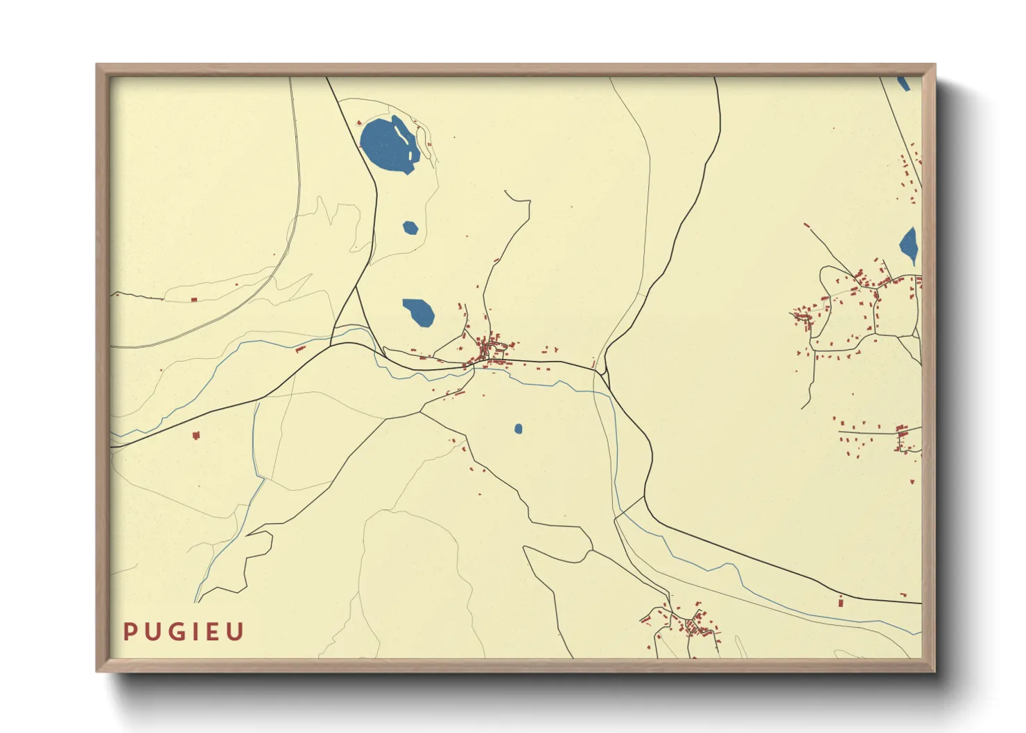 Une affiche de carte sur Pugieu