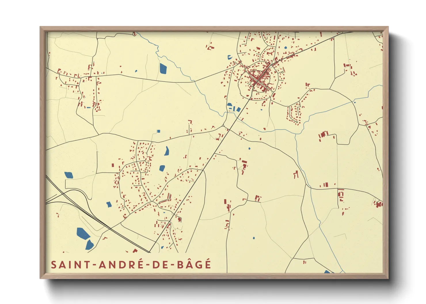 Une affiche de carte sur Saint-André-de-Bâgé