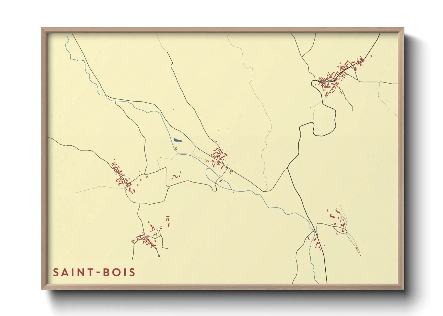 Une affiche de carte sur Saint-Bois