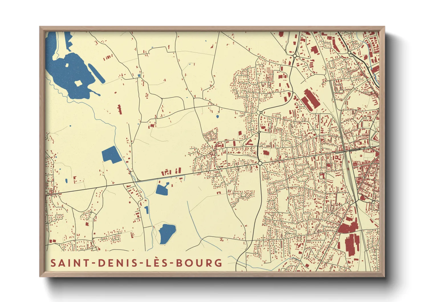 Une affiche de carte sur Saint-Denis-lès-Bourg