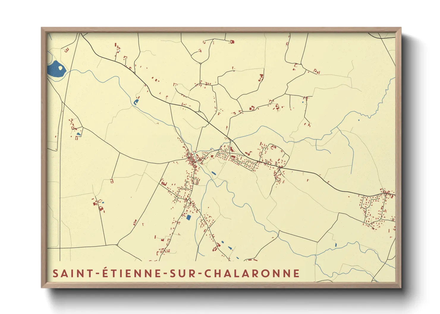 Une affiche de carte sur Saint-Étienne-sur-Chalaronne
