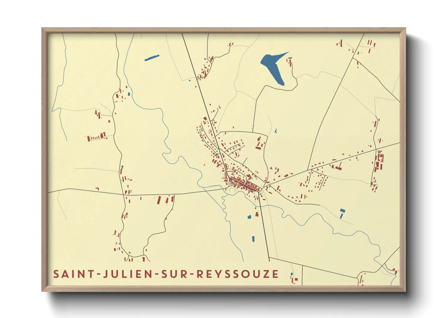 Une affiche de carte sur Saint-Julien-sur-Reyssouze