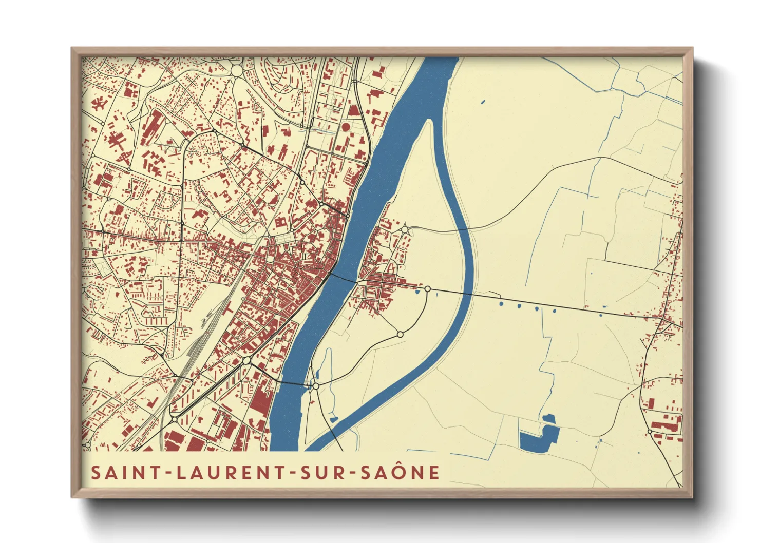 Une affiche de carte sur Saint-Laurent-sur-Saône