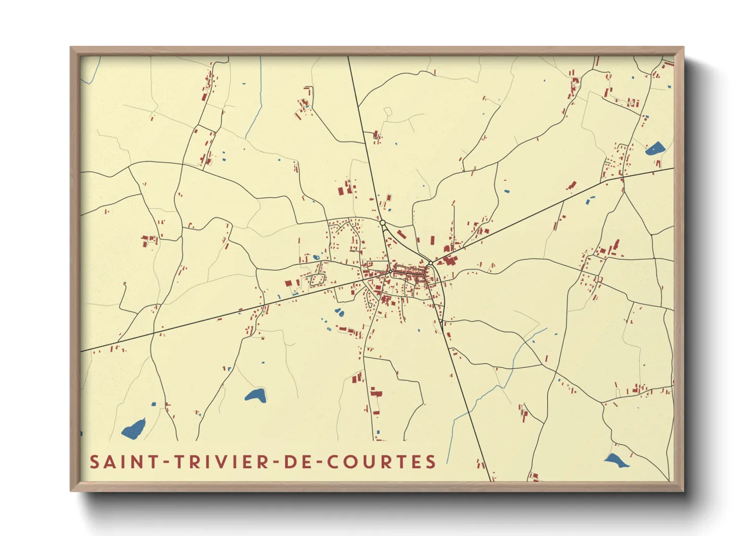 Une affiche de carte sur Saint-Trivier-de-Courtes
