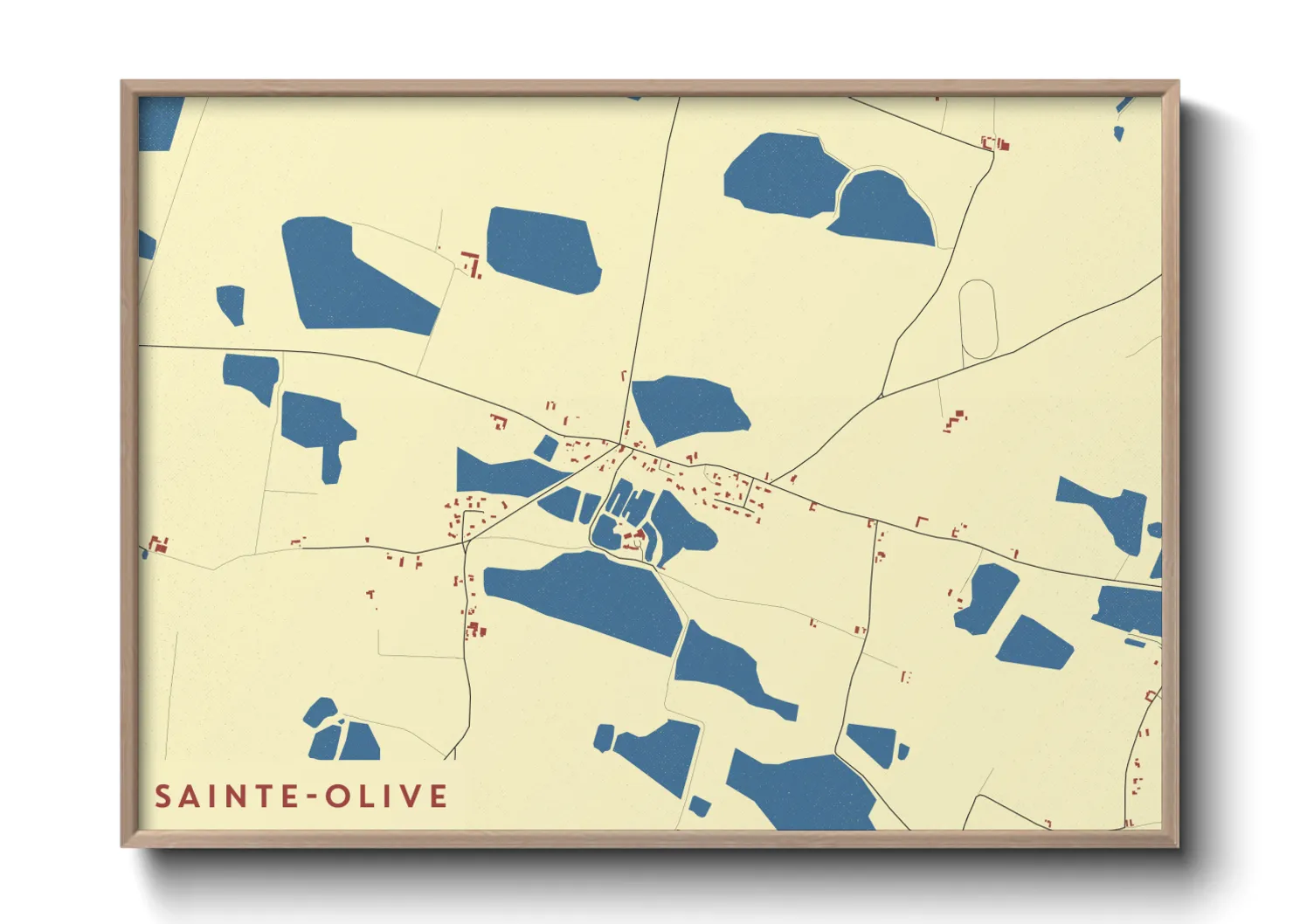 Une affiche de carte sur Sainte-Olive