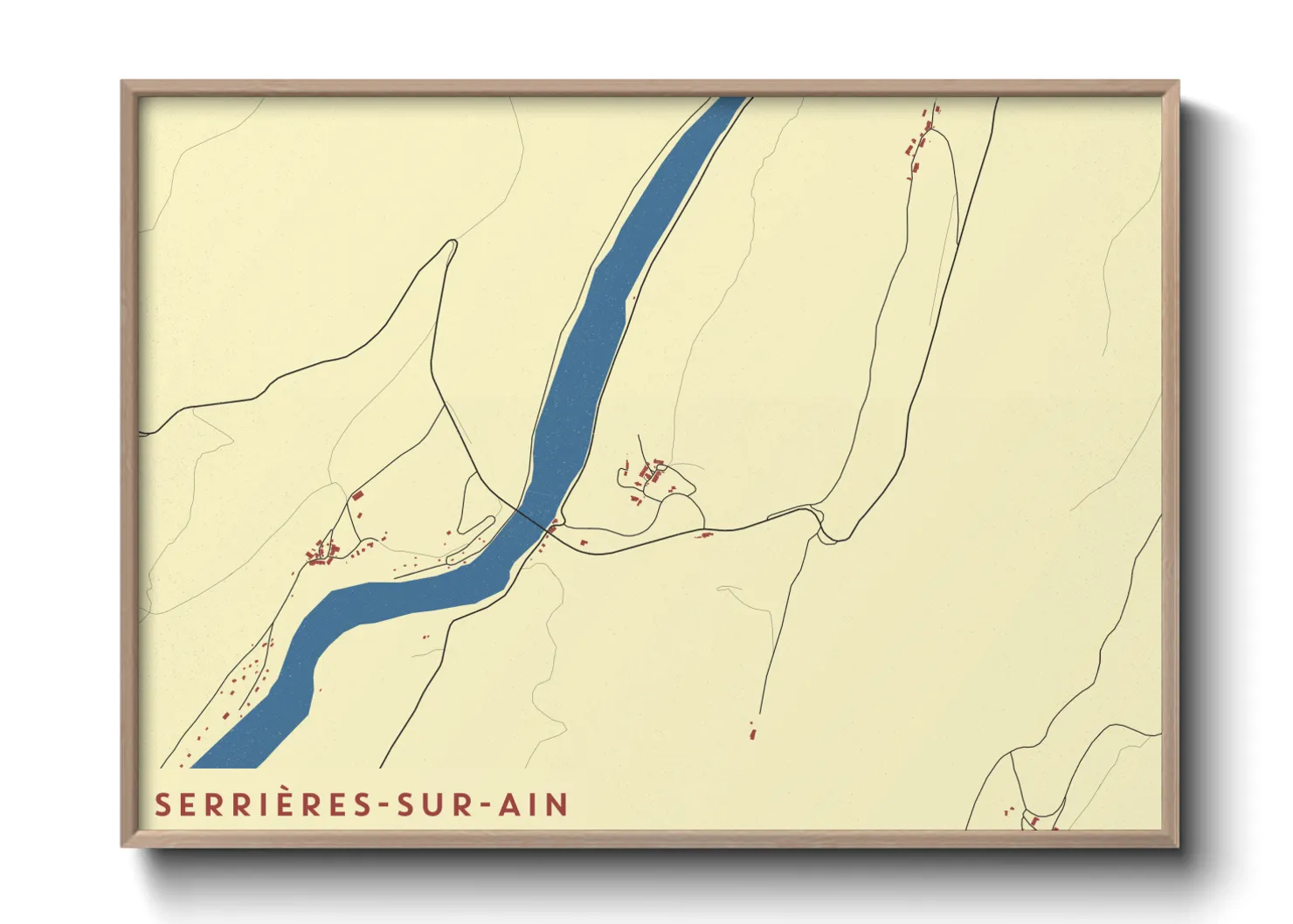 Une affiche de carte sur Serrières-sur-Ain