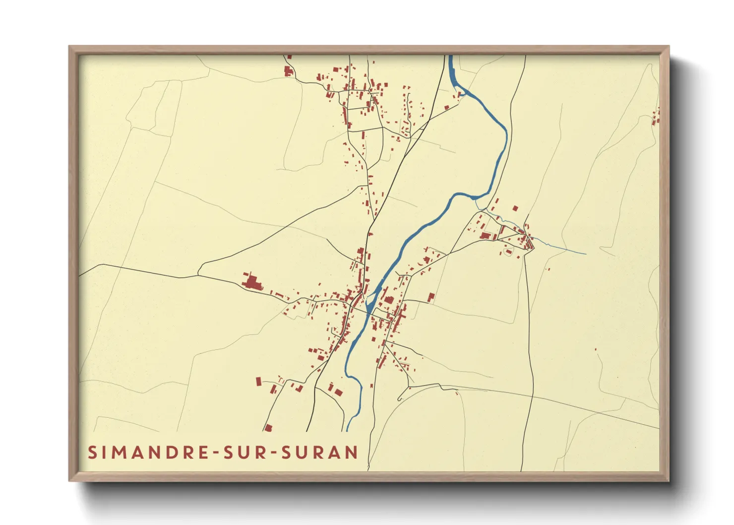 Une affiche de carte sur Simandre-sur-Suran