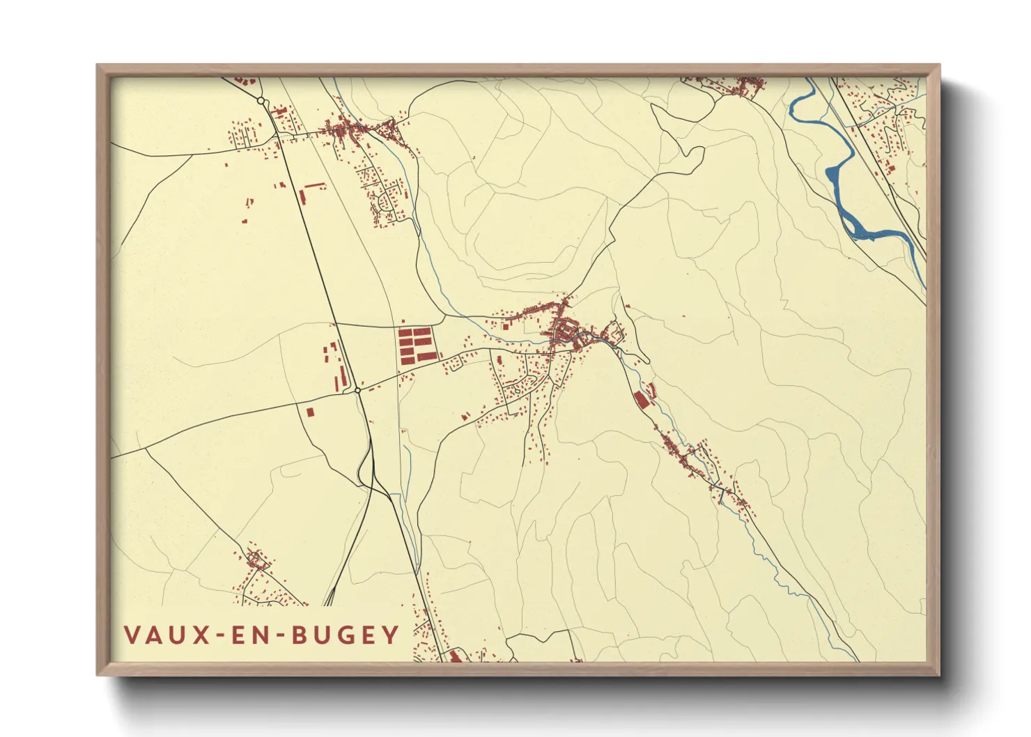 Une affiche de carte sur Vaux-en-Bugey