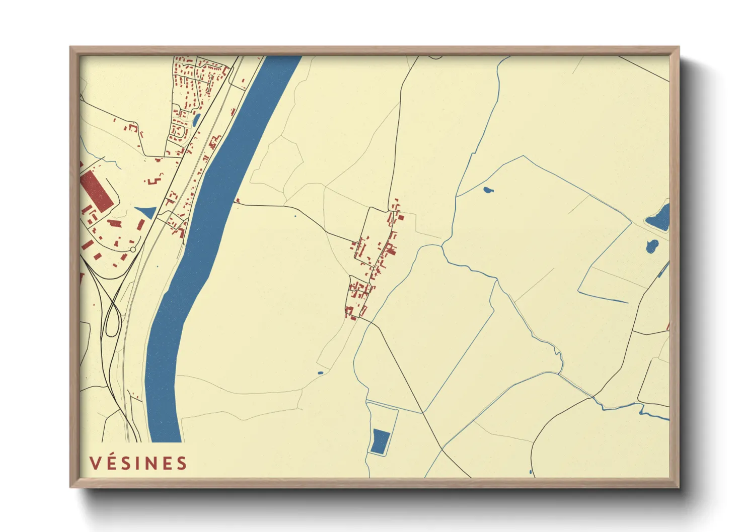 Une affiche de carte sur Vésines