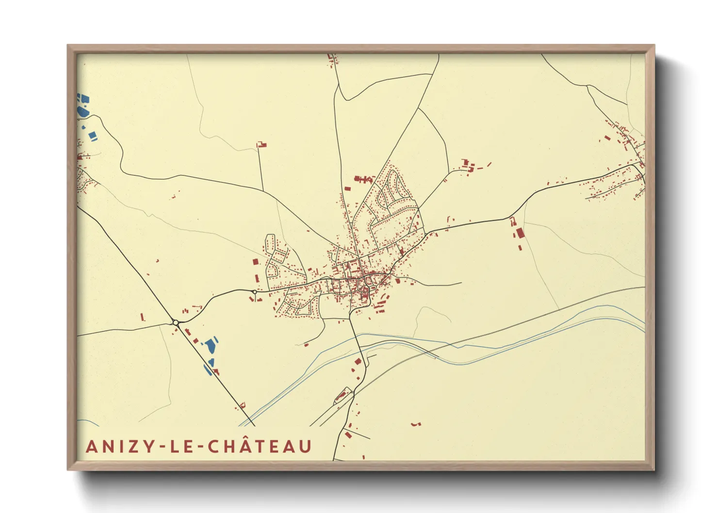 Une affiche de carte sur Anizy-le-Château