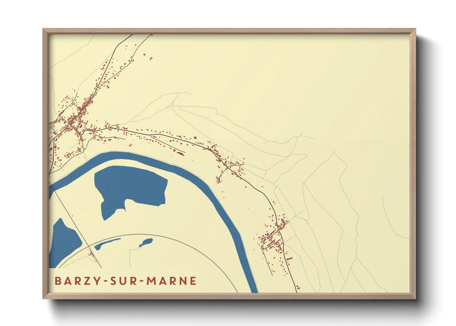 Une affiche de carte sur Barzy-sur-Marne