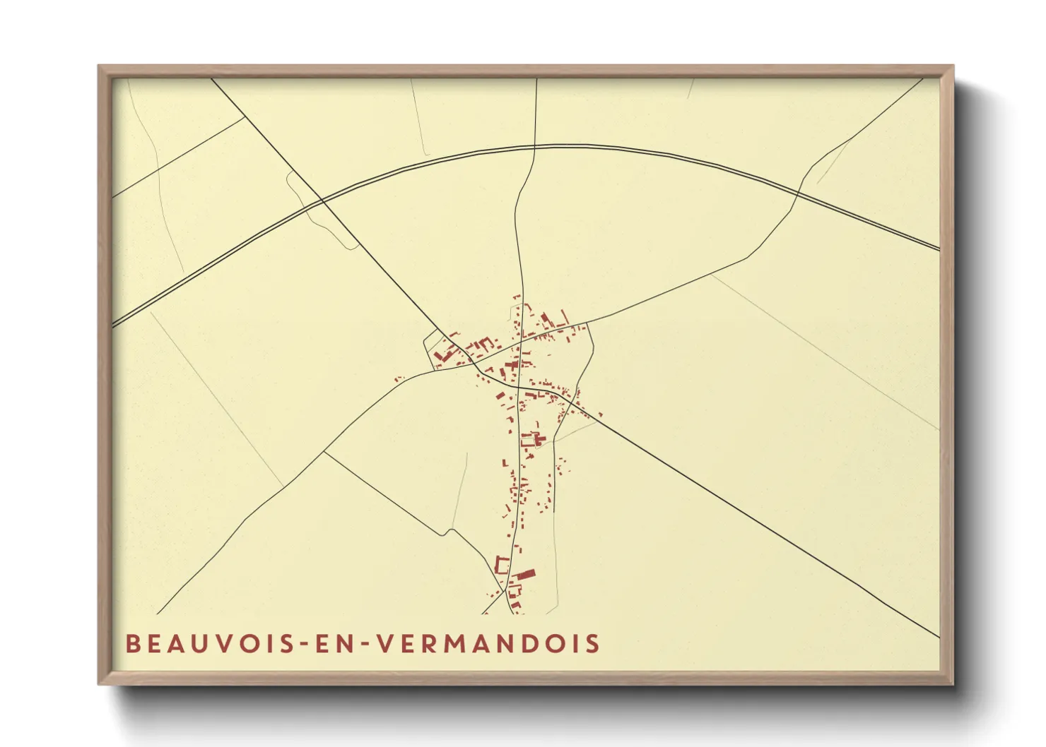Une affiche de carte sur Beauvois-en-Vermandois