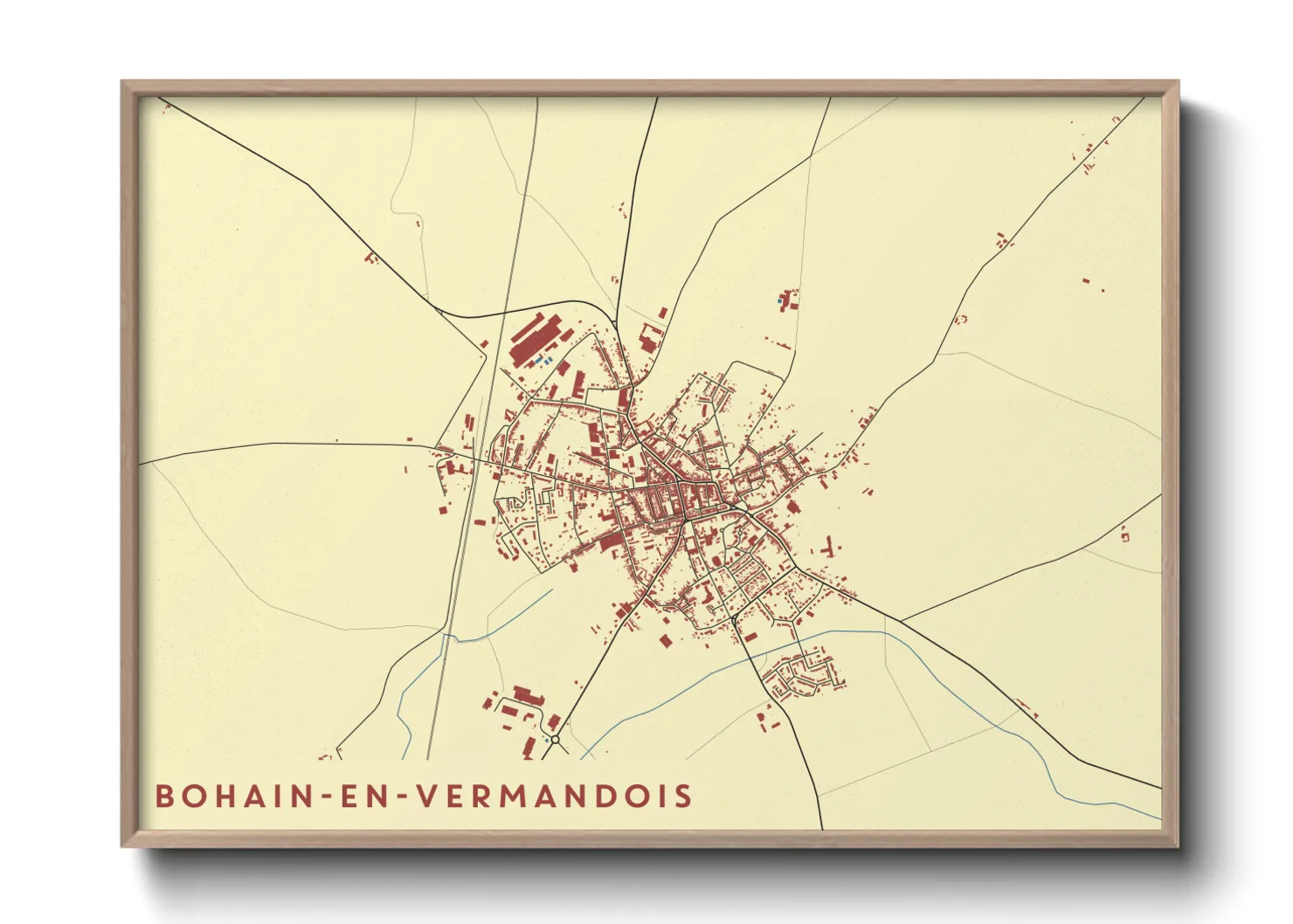 Une affiche de carte sur Bohain-en-Vermandois