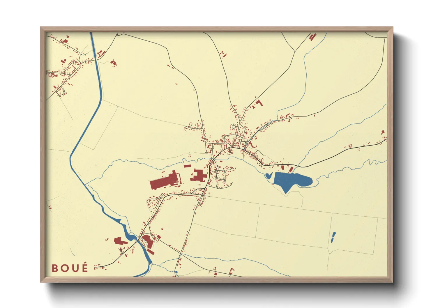 Une affiche de carte sur Boué