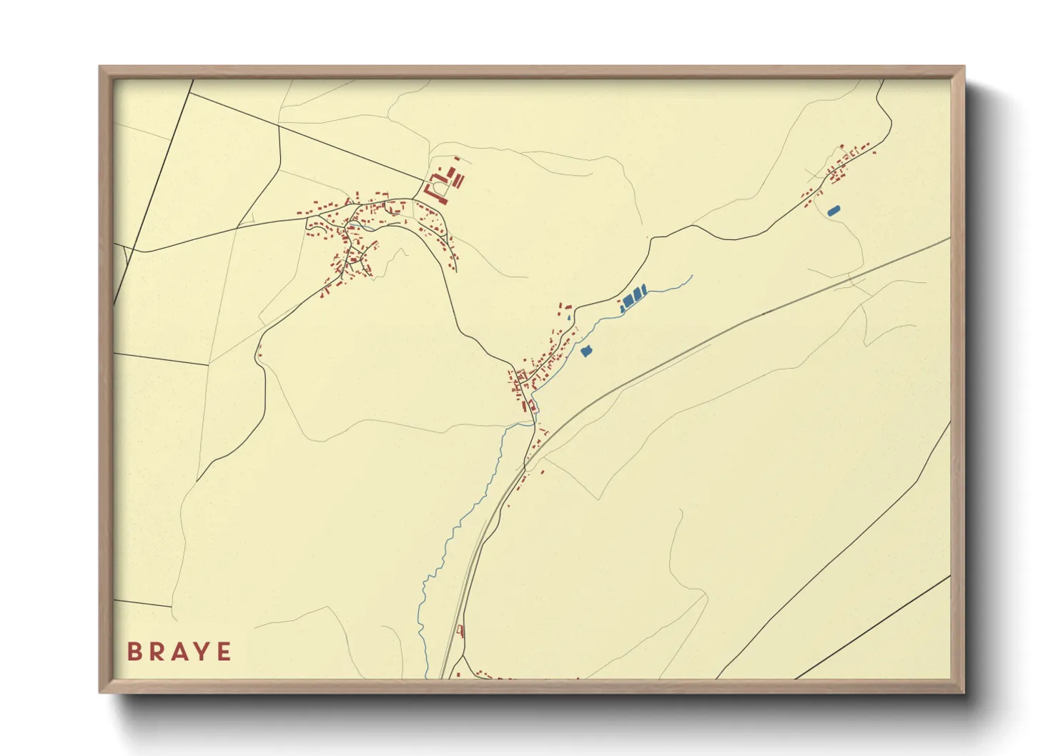 Une affiche de carte sur Braye