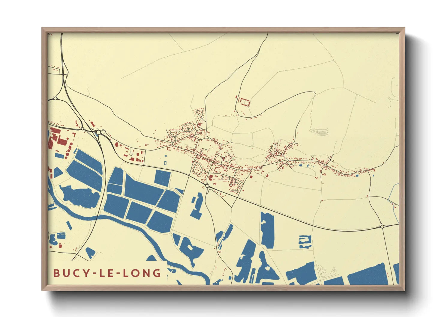 Une affiche de carte sur Bucy-le-Long