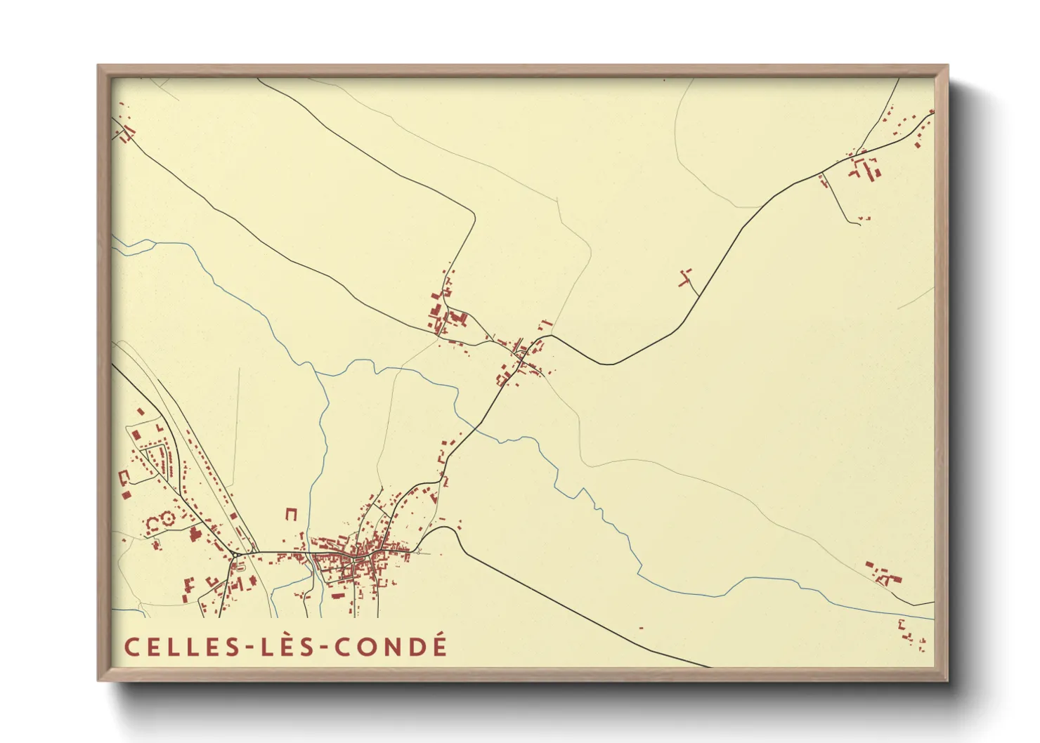 Une affiche de carte sur Celles-lès-Condé