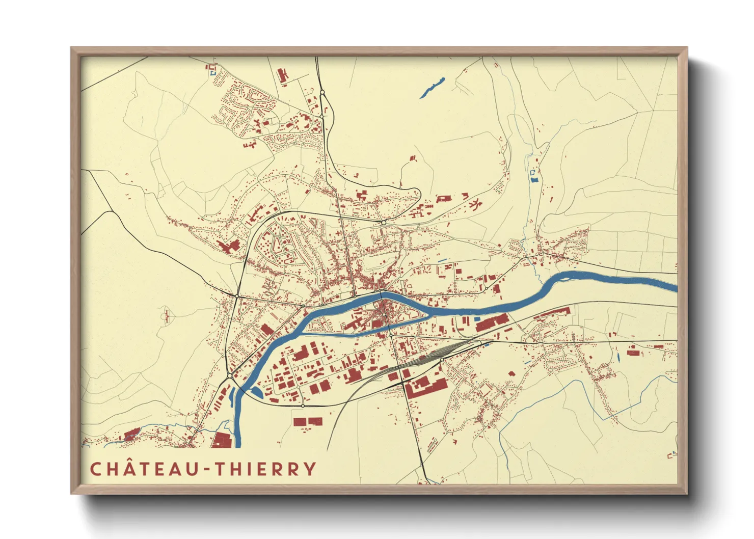 Une affiche de carte sur Château-Thierry