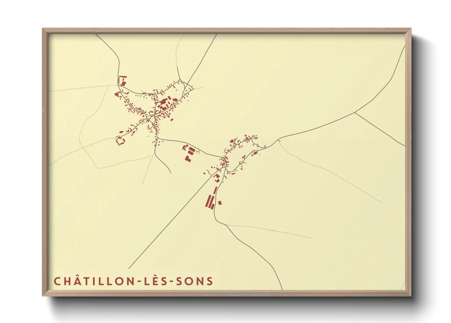 Une affiche de carte sur Châtillon-lès-Sons