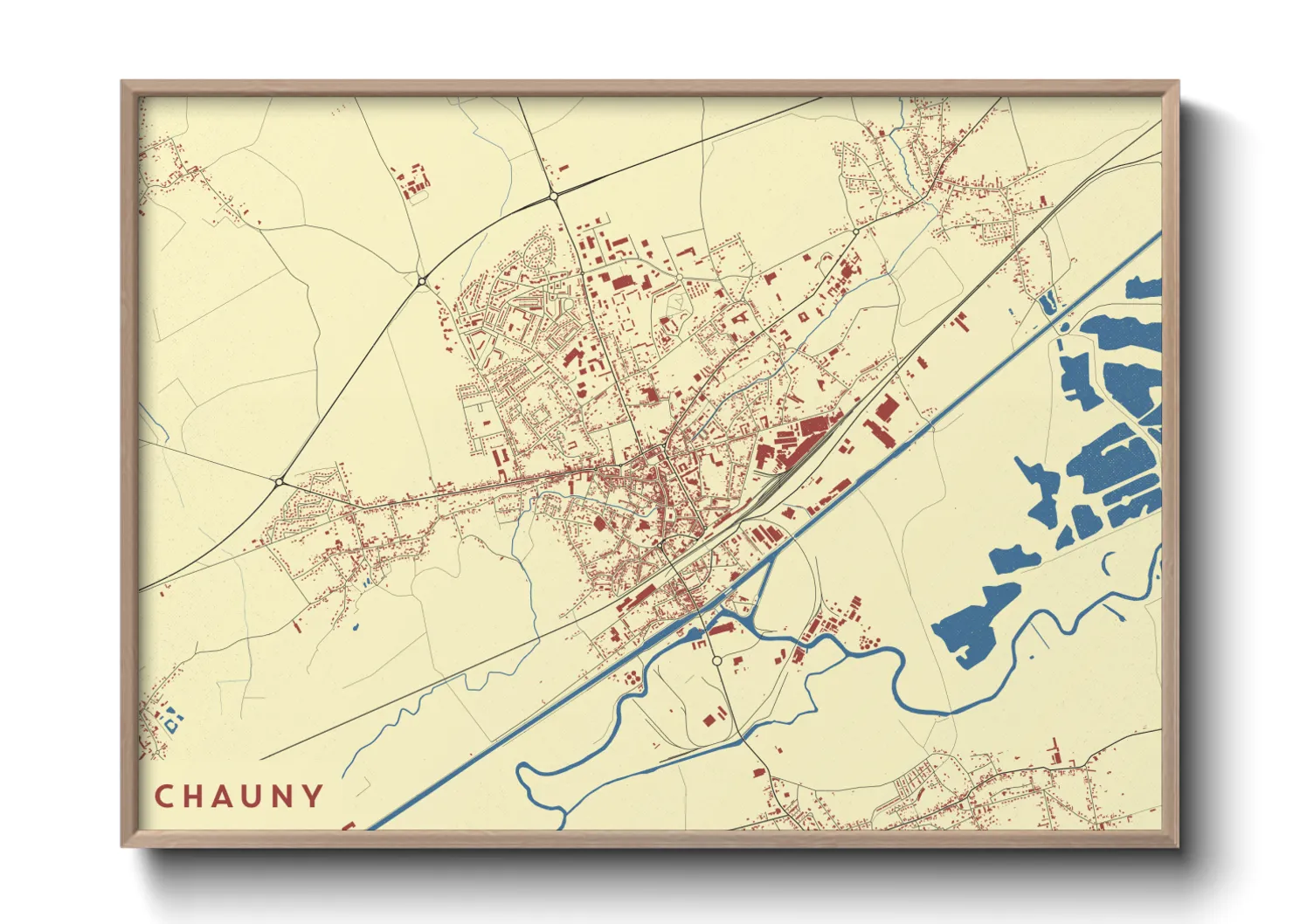 Une affiche de carte sur Chauny