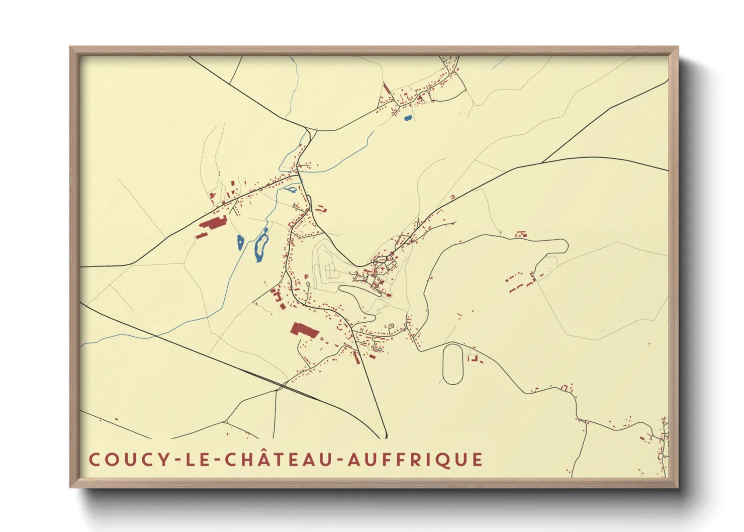 Une affiche de carte sur Coucy-le-Château-Auffrique