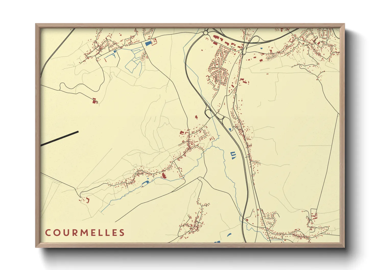 Une affiche de carte sur Courmelles