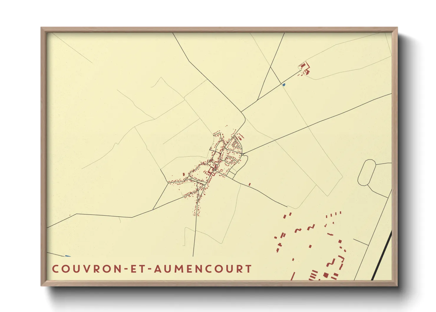 Une affiche de carte sur Couvron-et-Aumencourt