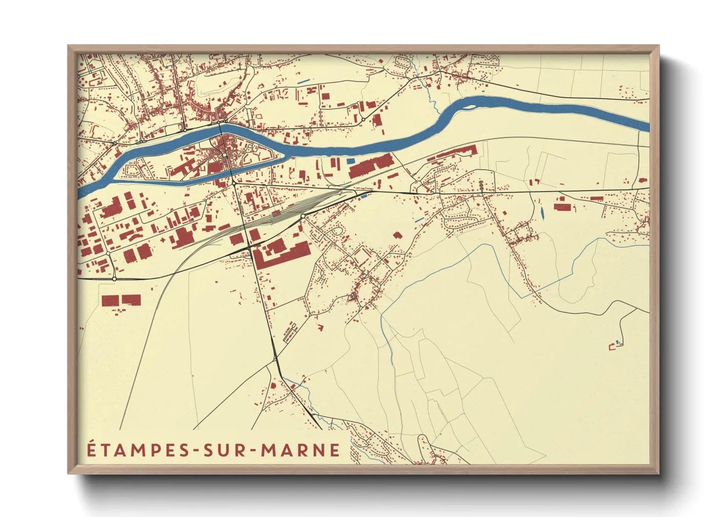 Une affiche de carte sur Étampes-sur-Marne