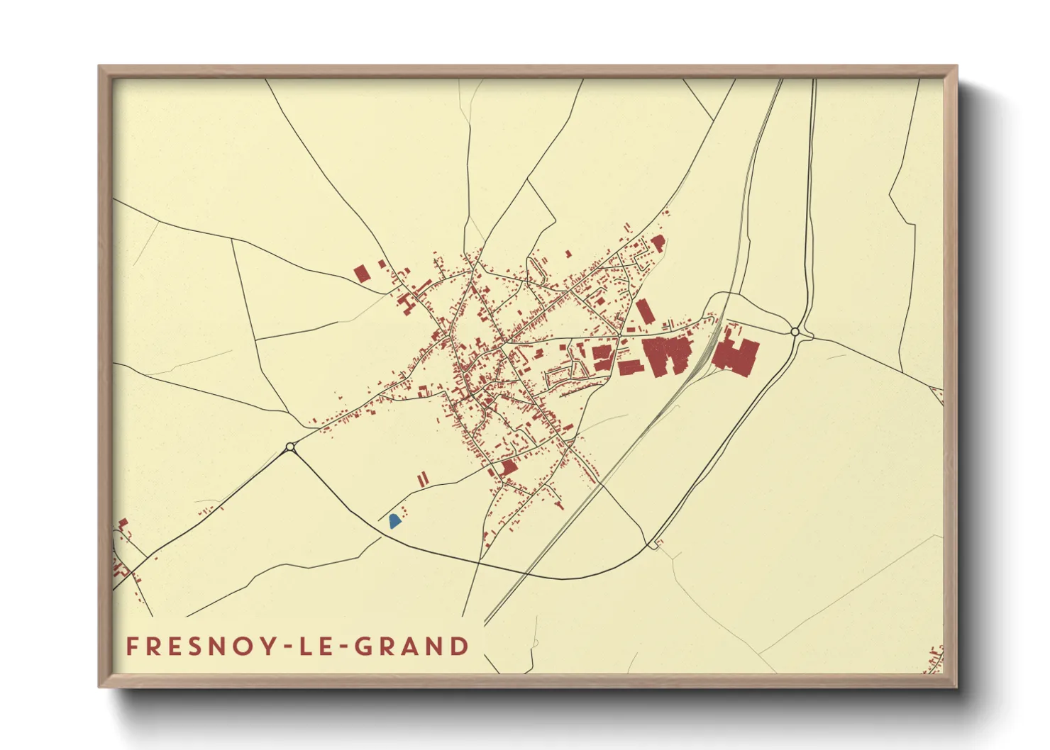 Une affiche de carte sur Fresnoy-le-Grand